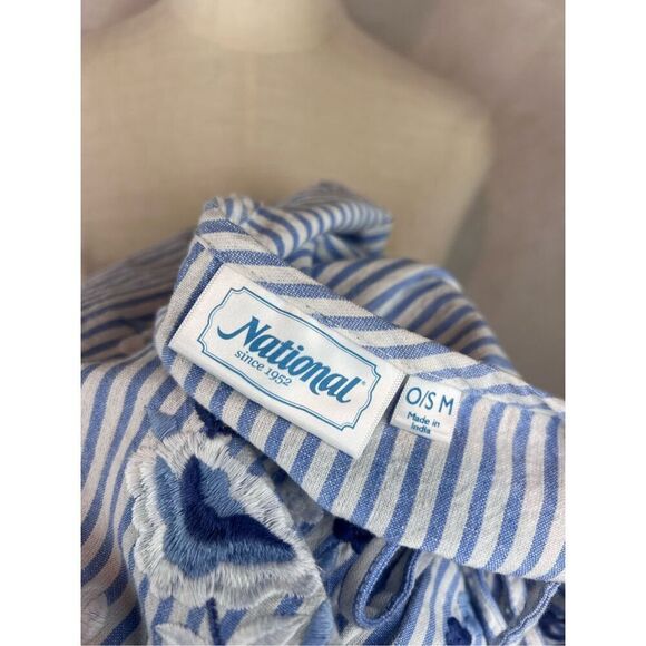 Blue Pin Stripe National 100% Cotton Kaftan Caftan - Picture 6 of 7